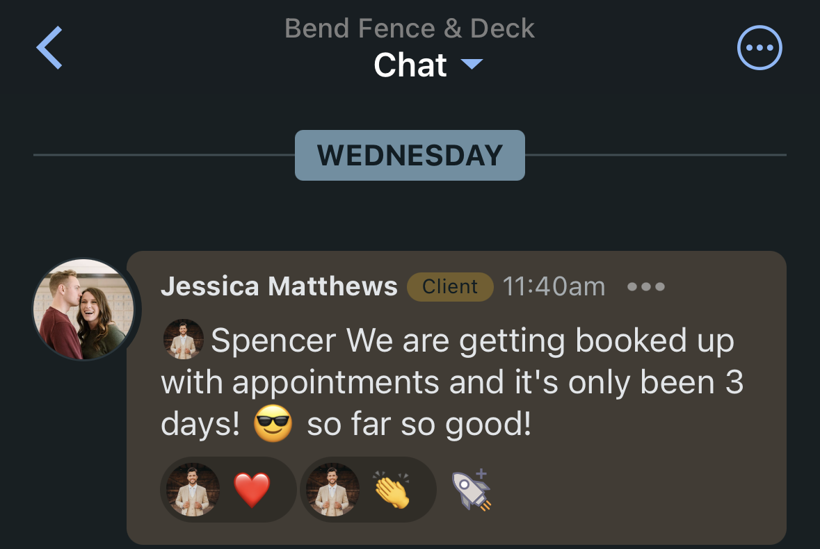 Jessica Matthews — Bend Fence & Deck booked up in 3 days